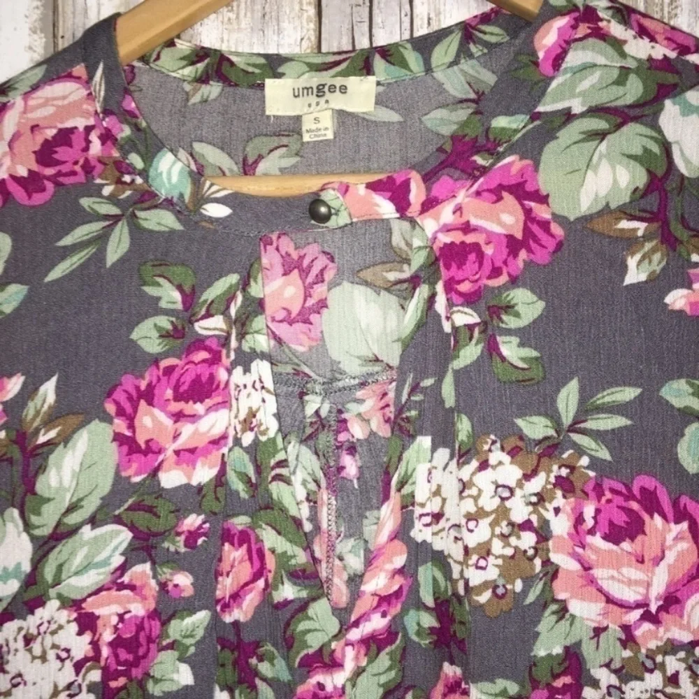 Umgee Grey Floral Dress/Tunic - Picture 6 of 6